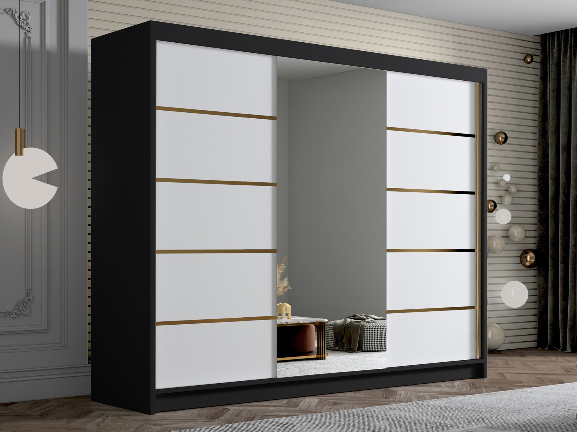Гардероб Closico Veltron II (Черен + Бял)