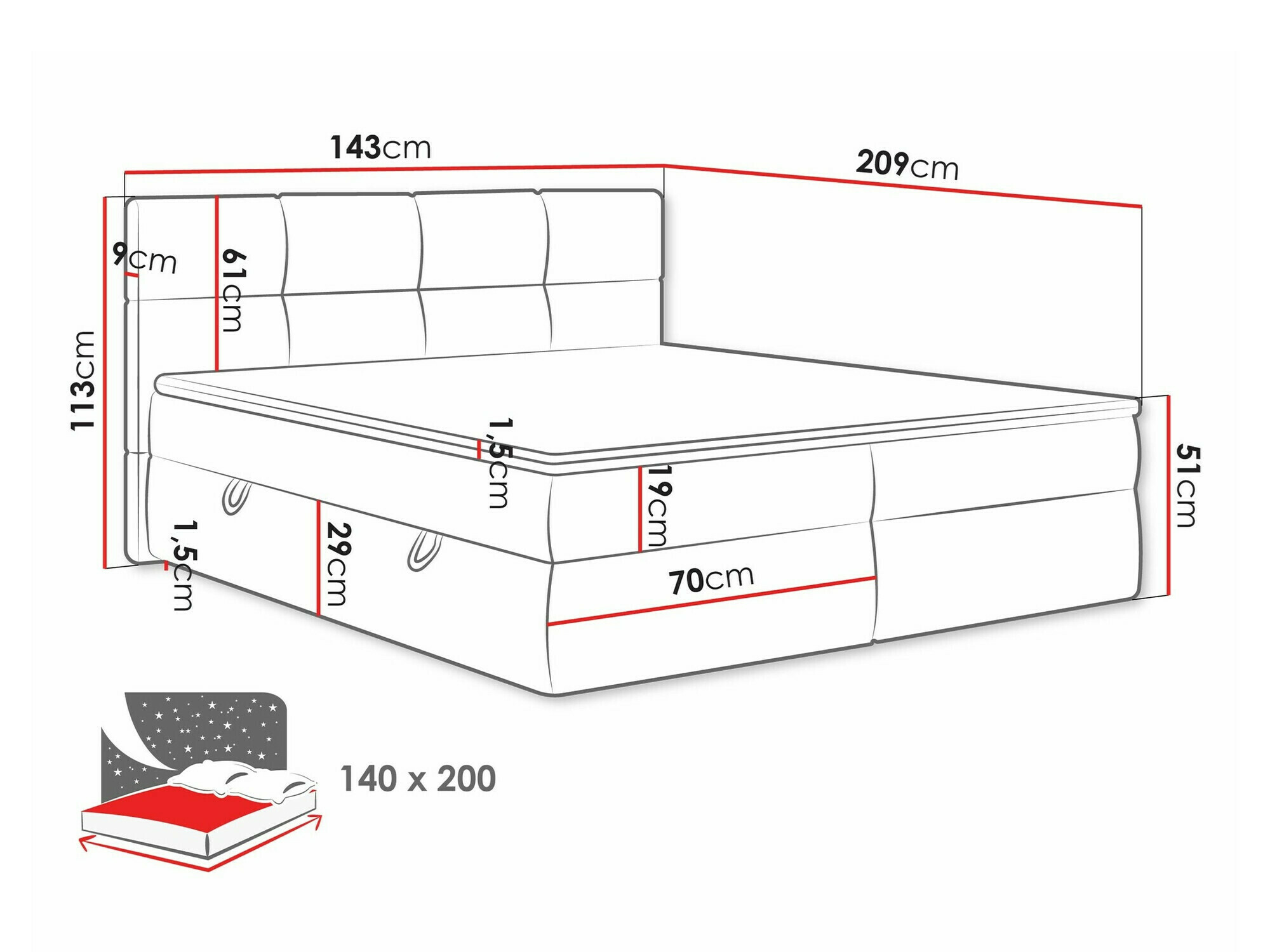 Континентално легло ComfiDream Nivina (Curio 11)