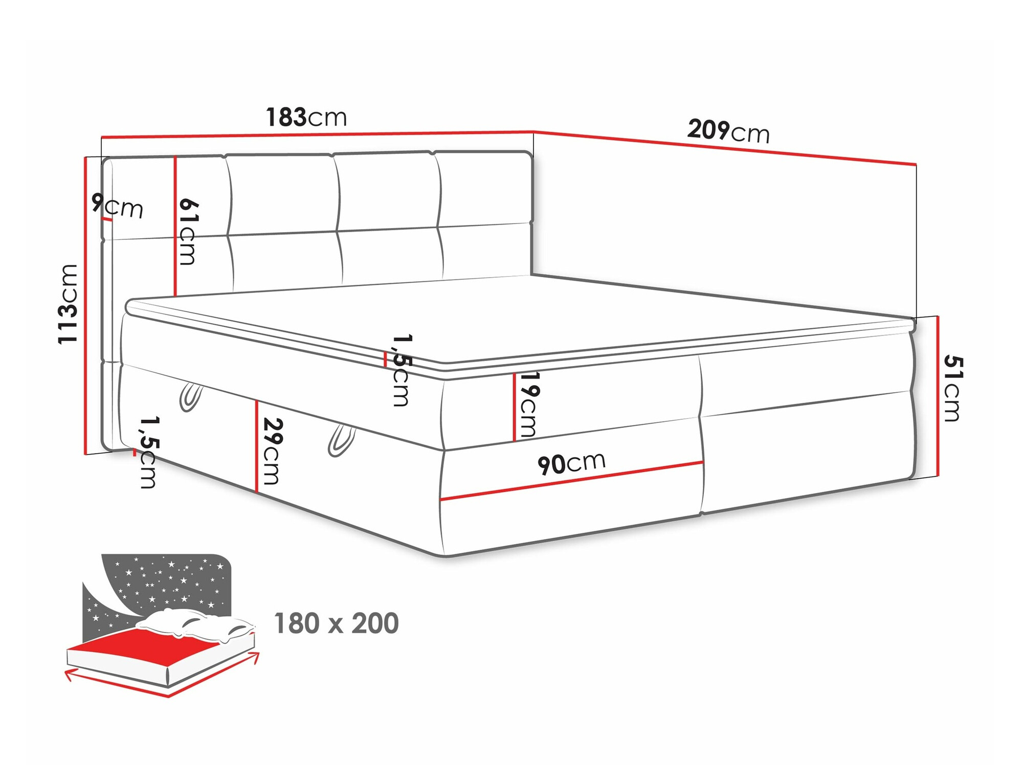 Континентално легло ComfiDream Nivina (Curio 99)