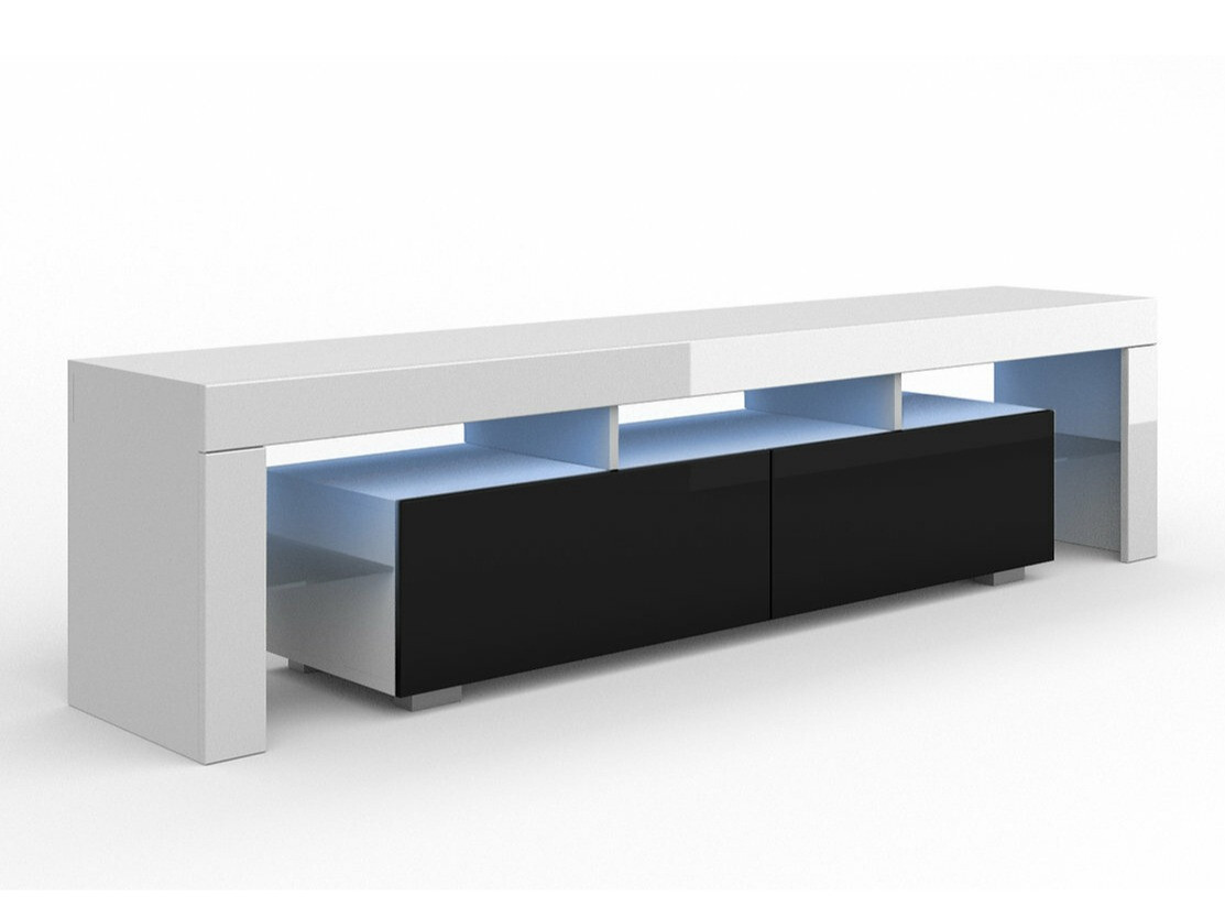 ТВ шкаф Buffalo 169 (Бял + Черен гланц)