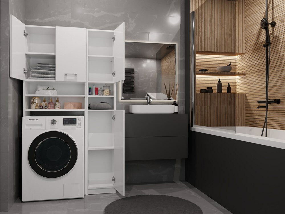 Шкаф за баня Mandeville 128 (Бял)