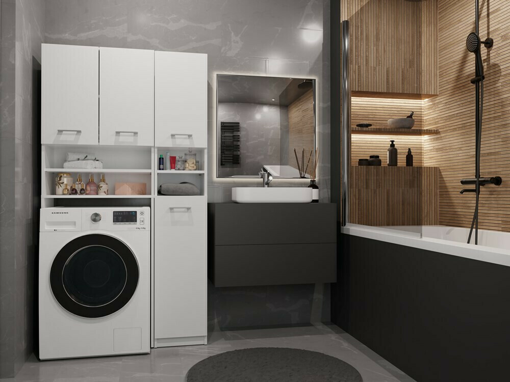 Шкаф за баня Mandeville 128 (Бял)