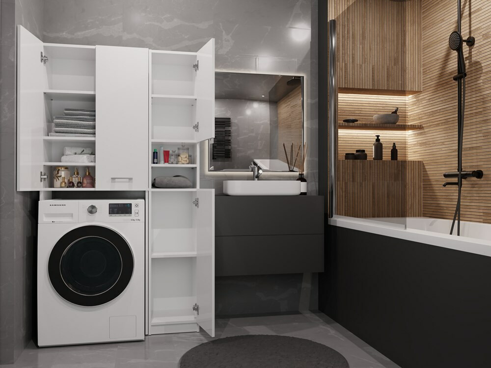 Шкаф за баня Mandeville 130 (Бял)