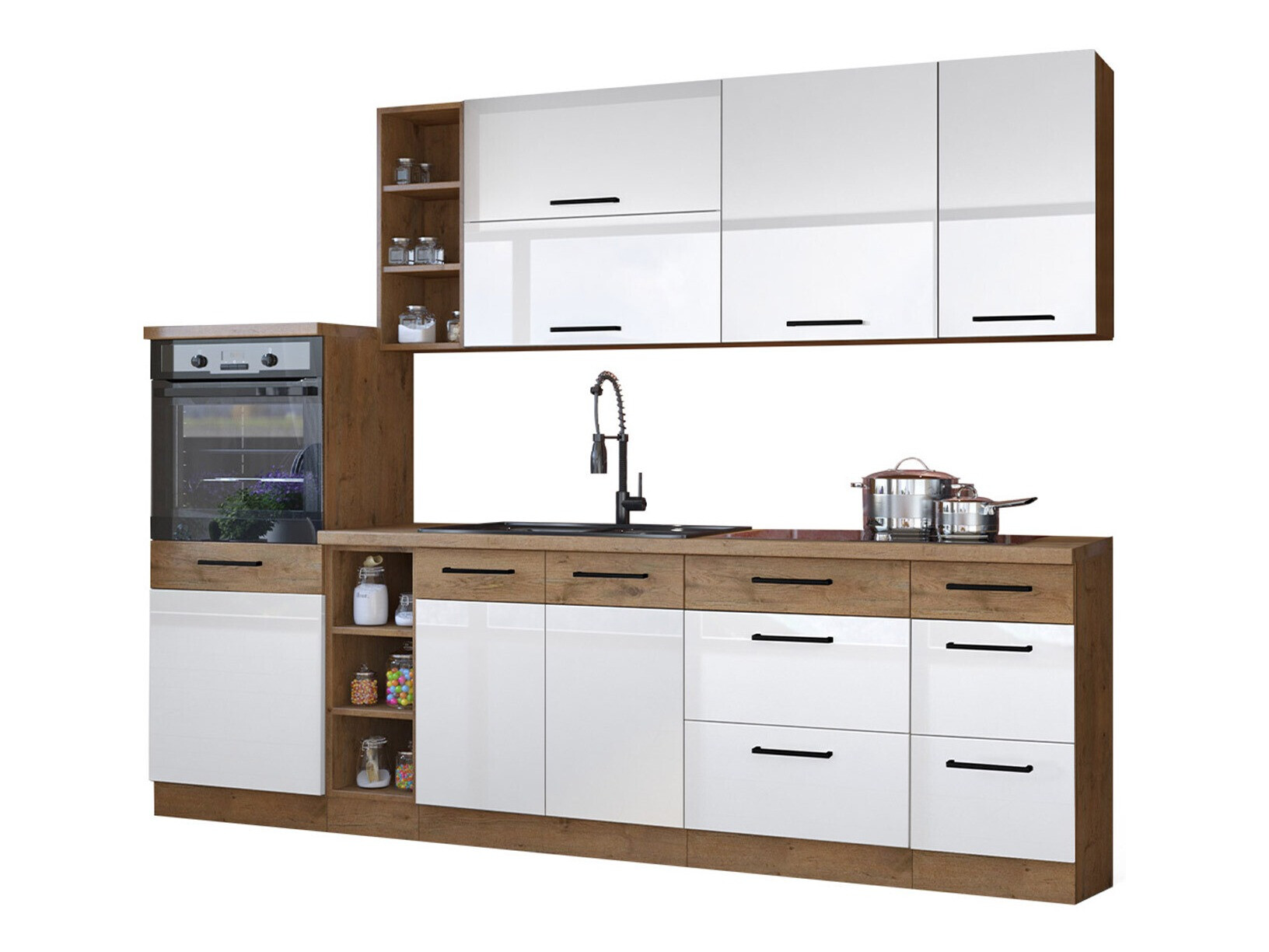 Модулен кухненски комплект Wood White 136
