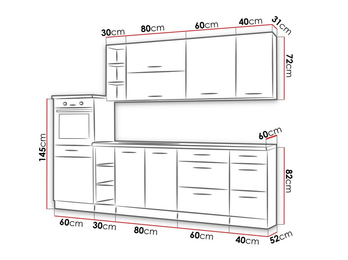 Модулен кухненски комплект Wood White 136