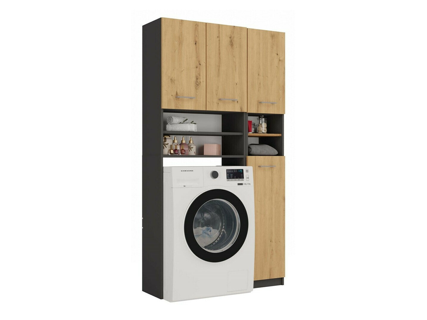 Шкаф за баня Mandeville 128 (Антрацит + Artisan дъб)