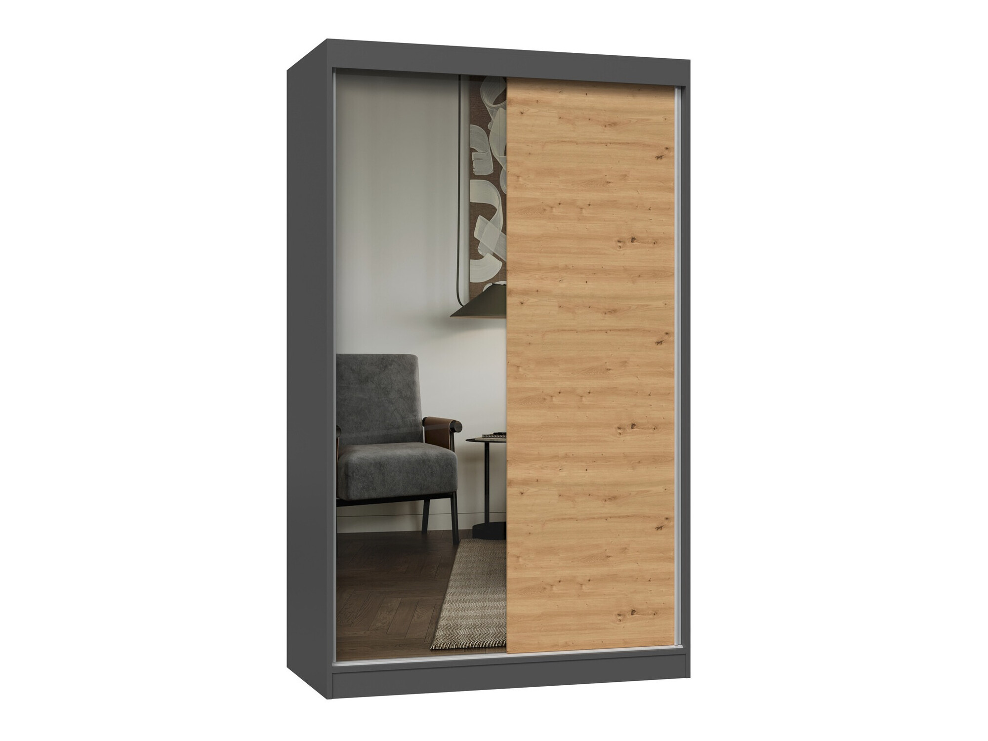 Гардероб Mandeville 155 (Антрацит + Artisan дъб)