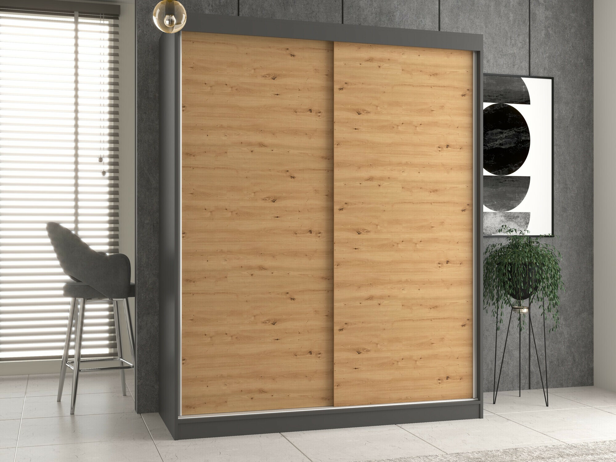 Гардероб Mandeville 167 (Антрацит + Artisan дъб)