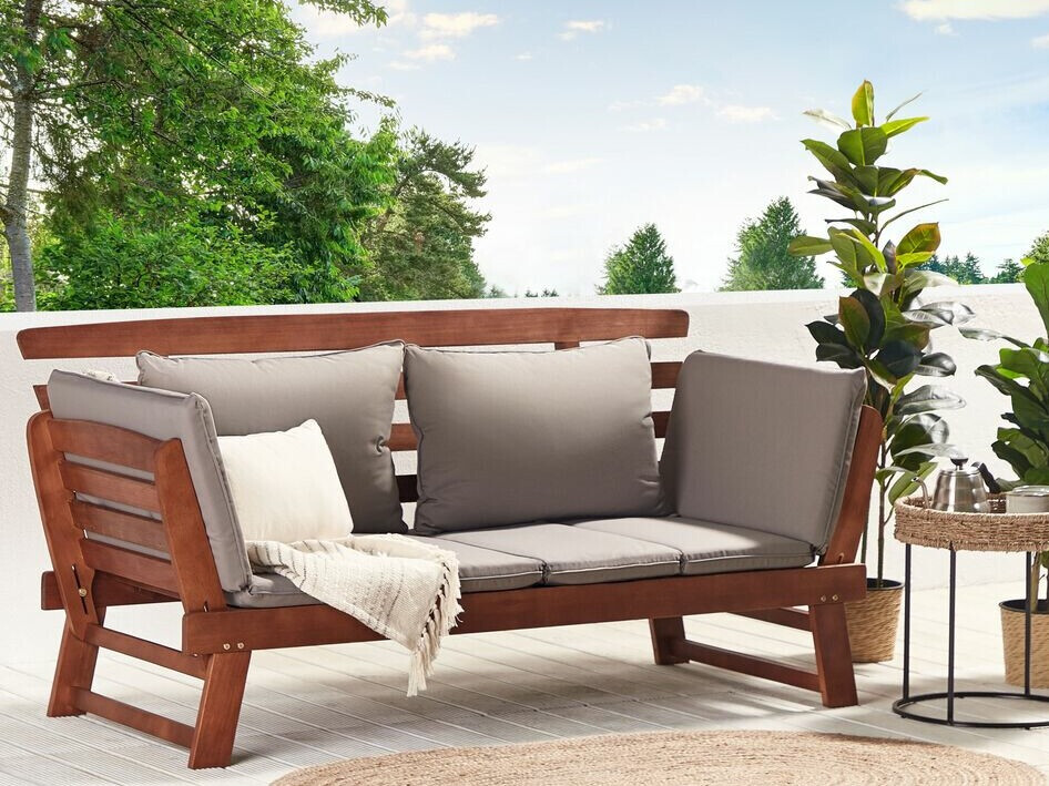 Градински диван Berwyn 1979 (Сив + Тъмно дърво)