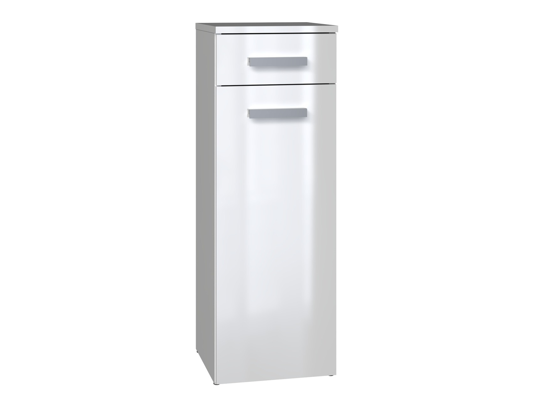 Стоящ шкаф за баня Nolmaru 109 (Бял + Бял гланц)