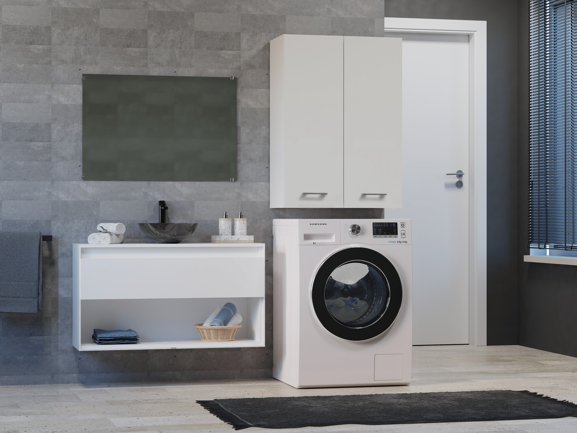 Окачен шкаф за баня Balelbo 105 (Бял)