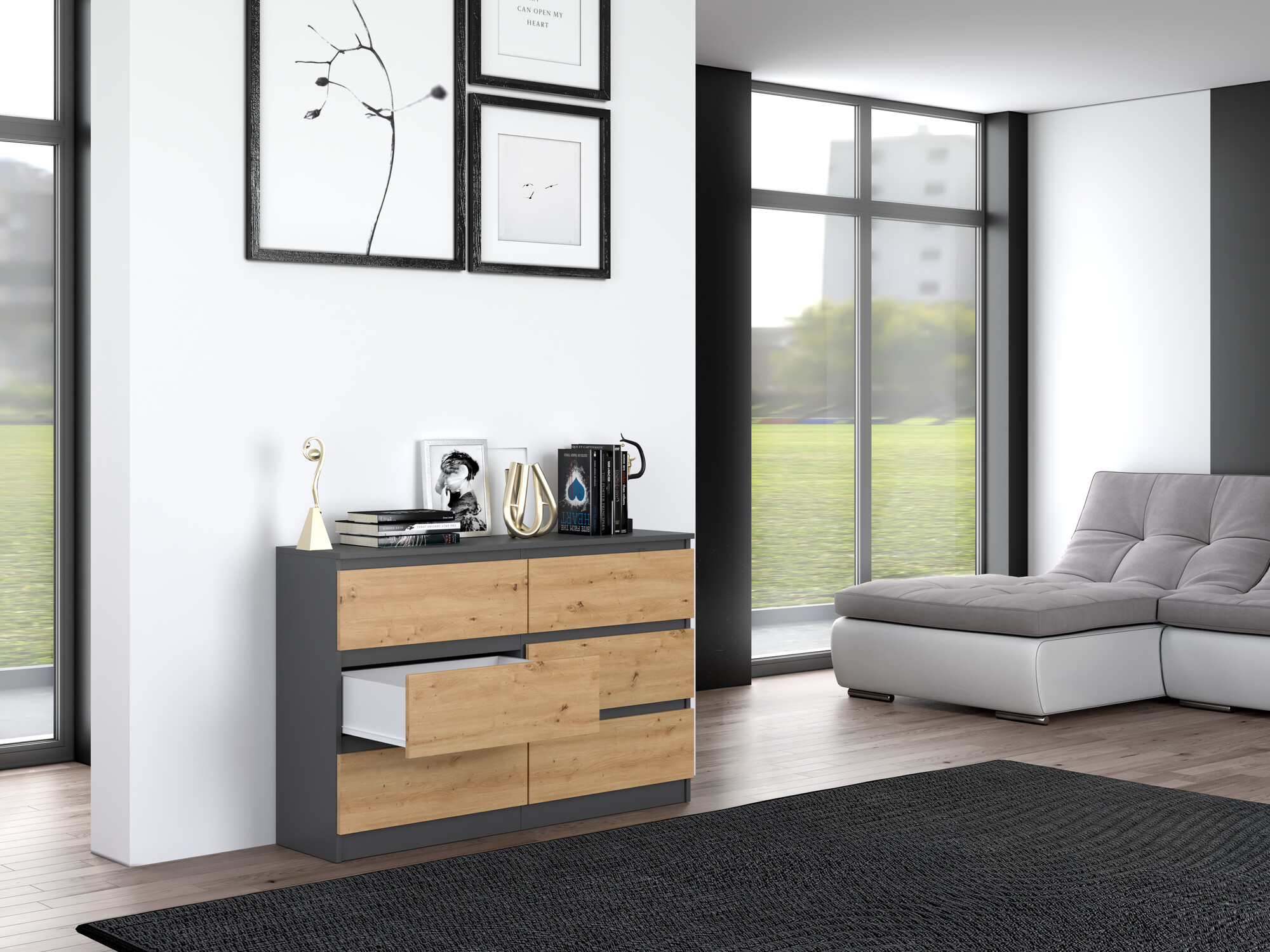 Скрин Elbvelu 103 (Антрацит + Artisan дъб)