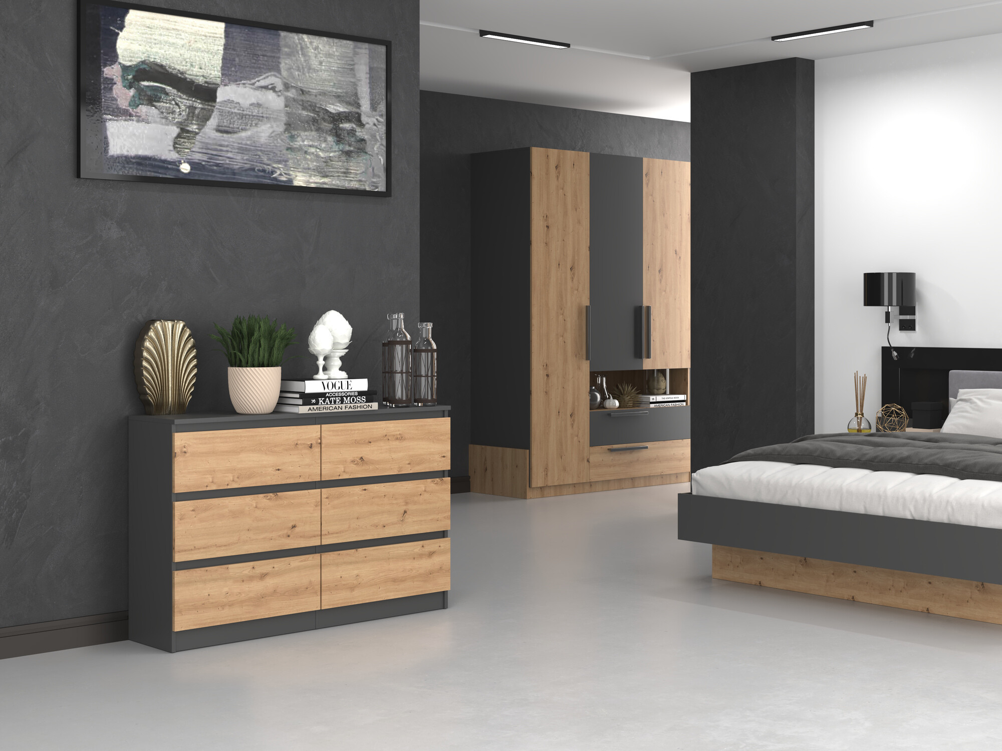 Скрин Elbvelu 103 (Антрацит + Artisan дъб)