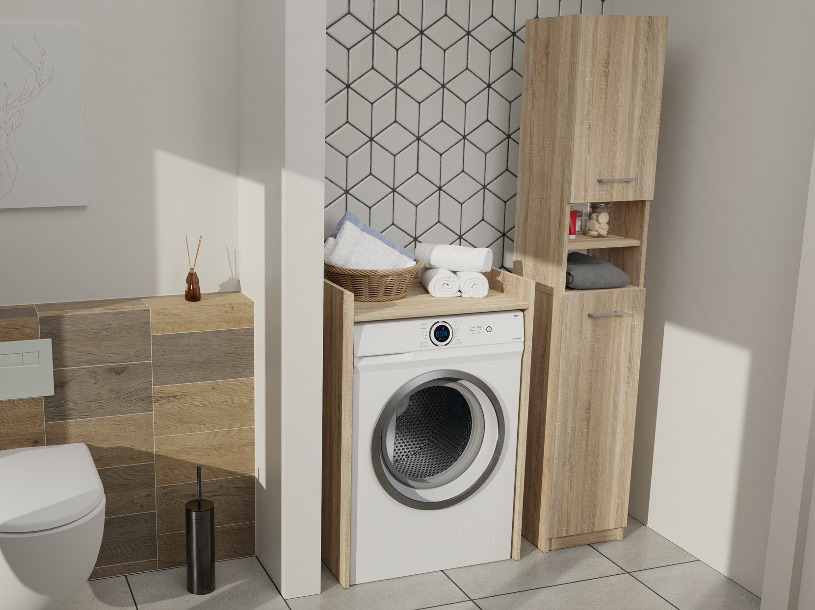 Стоящ шкаф за баня Balelbo 102 (Сонома дъб)