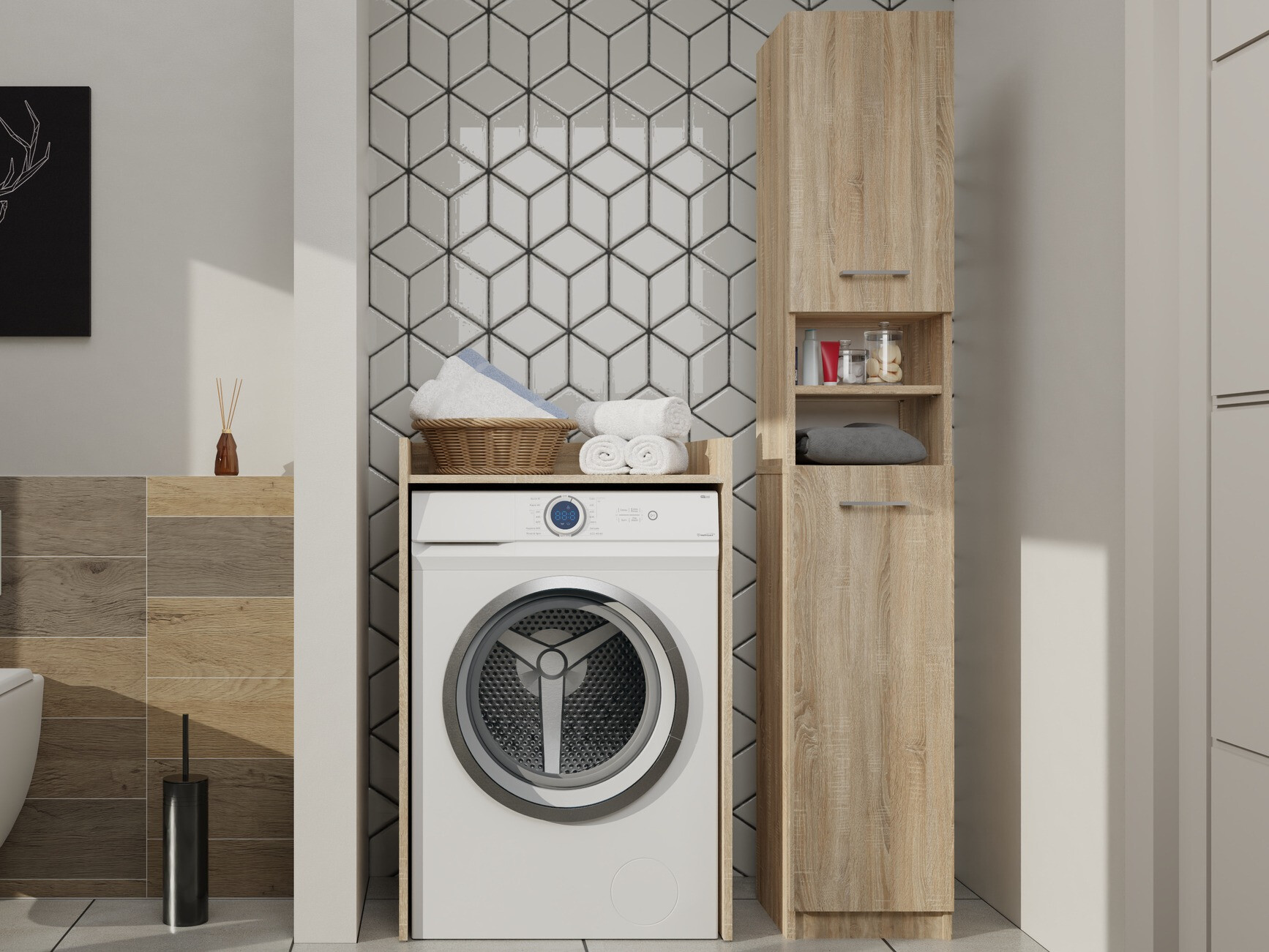 Стоящ шкаф за баня Balelbo 102 (Сонома дъб)