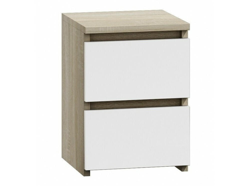 Нощно шкафче Elbvelu 107 (Бял + Сонома дъб)