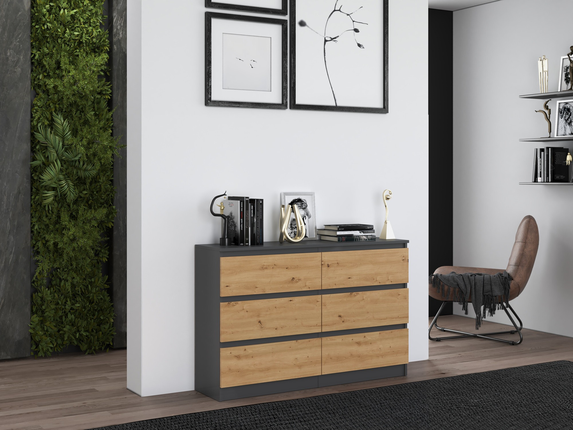 Скрин Elbvelu 103 (Антрацит + Artisan дъб)