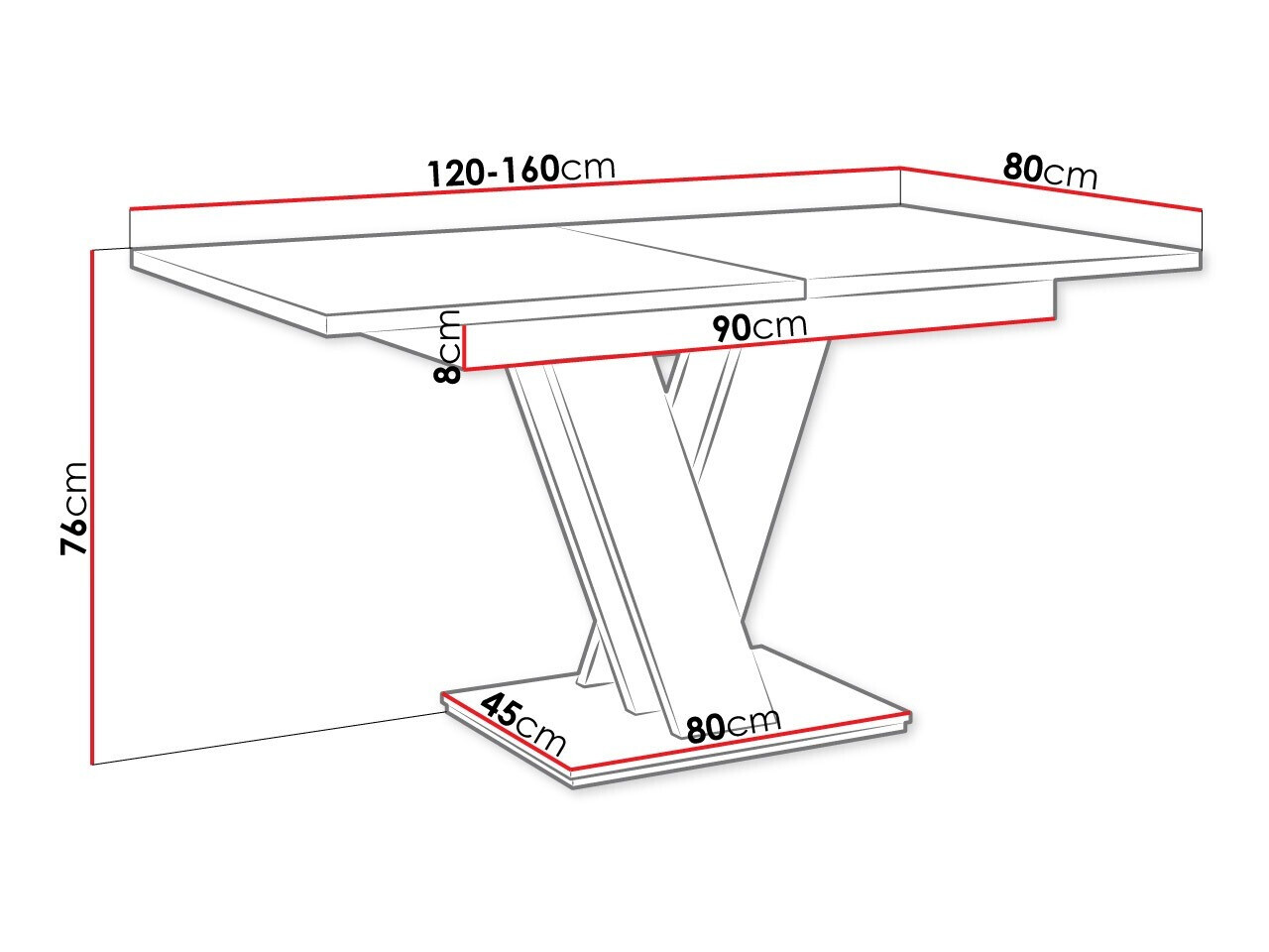 Маса Musus (Бял + Бетон)