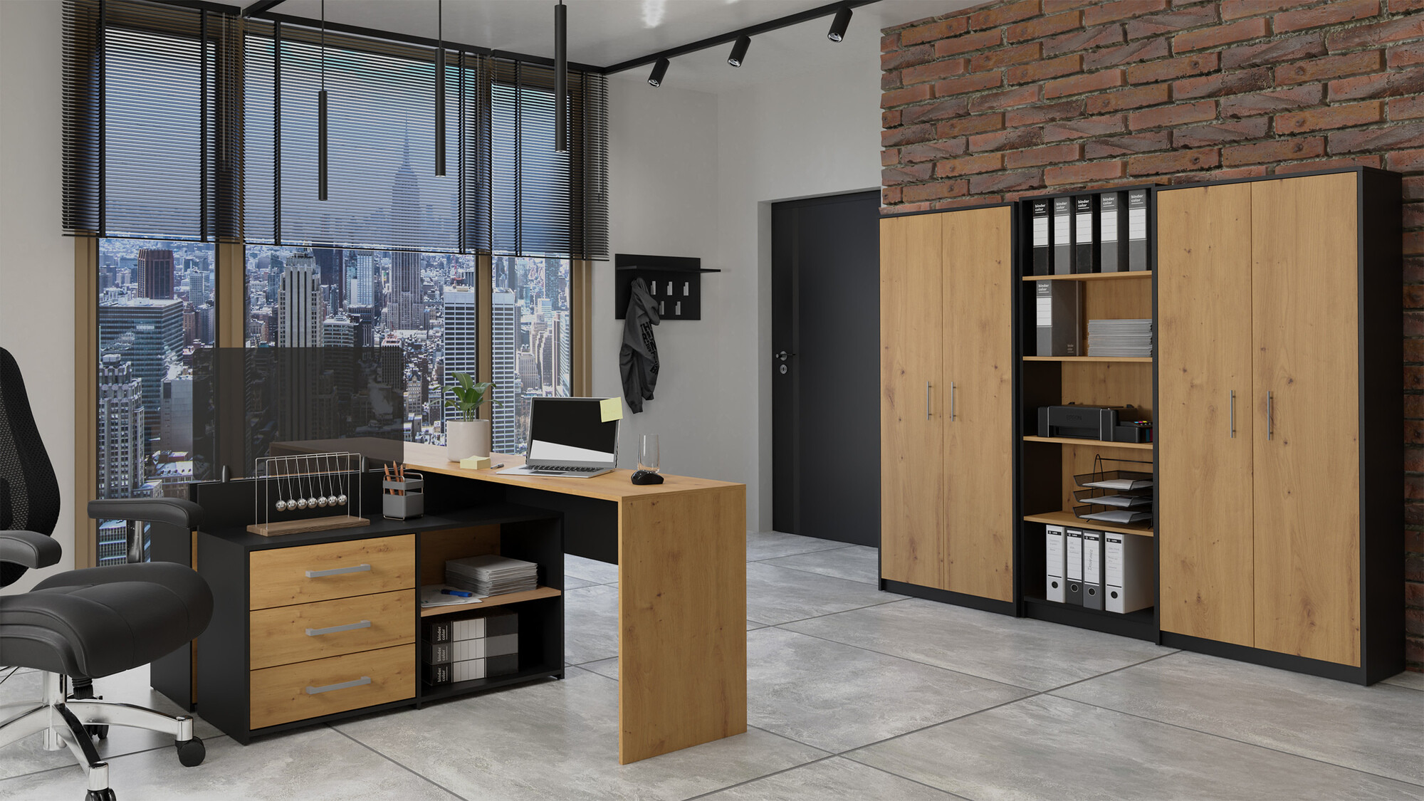 Етажерка Mandeville 196 (Антрацит + Artisan дъб)