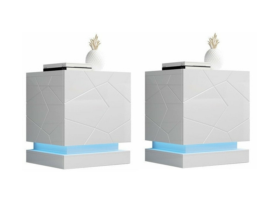 Комплект нощни шкафчета Linar (Бял + Бял гланц)