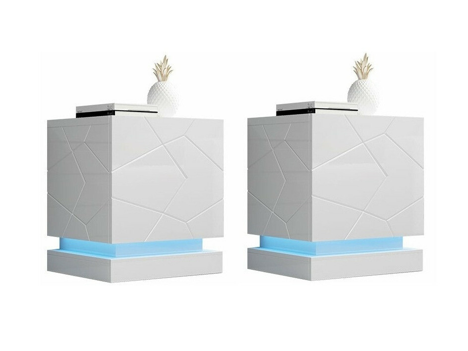 Комплект нощни шкафчета Linar (Бял + Бял гланц)