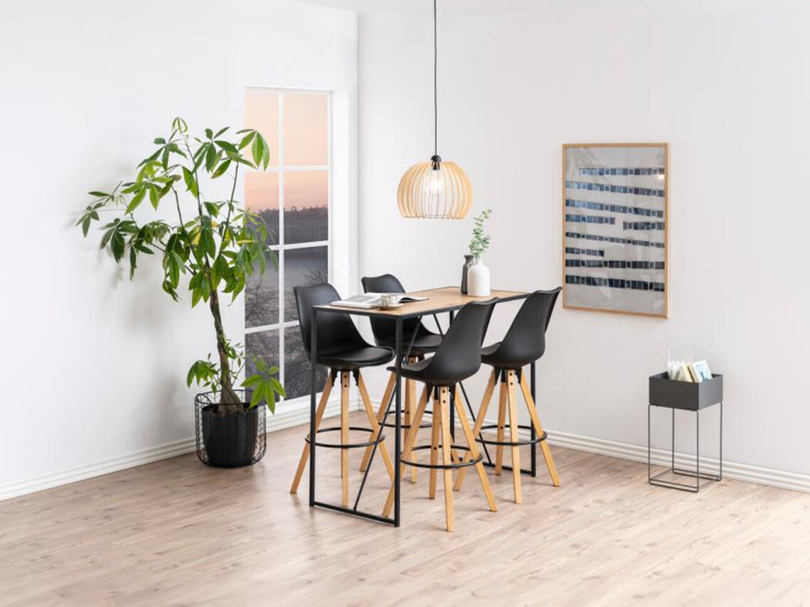 Маса и столове за трапезария Norsica 517 (Черен + Ярък дърво)