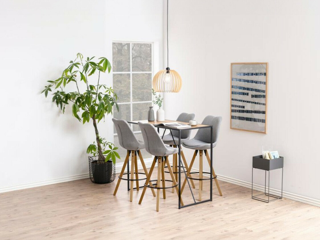 Маса и столове за трапезария Norsica 517 (Сив + Ярък дърво)