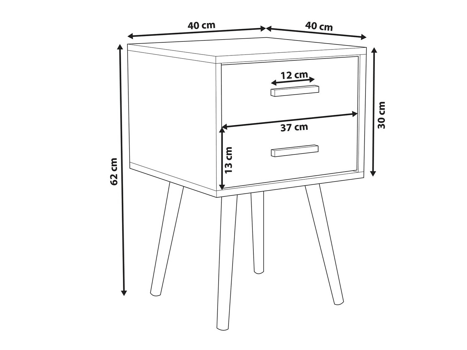 Нощно шкафче Berwyn 281 (Бял + Ярък дърво)