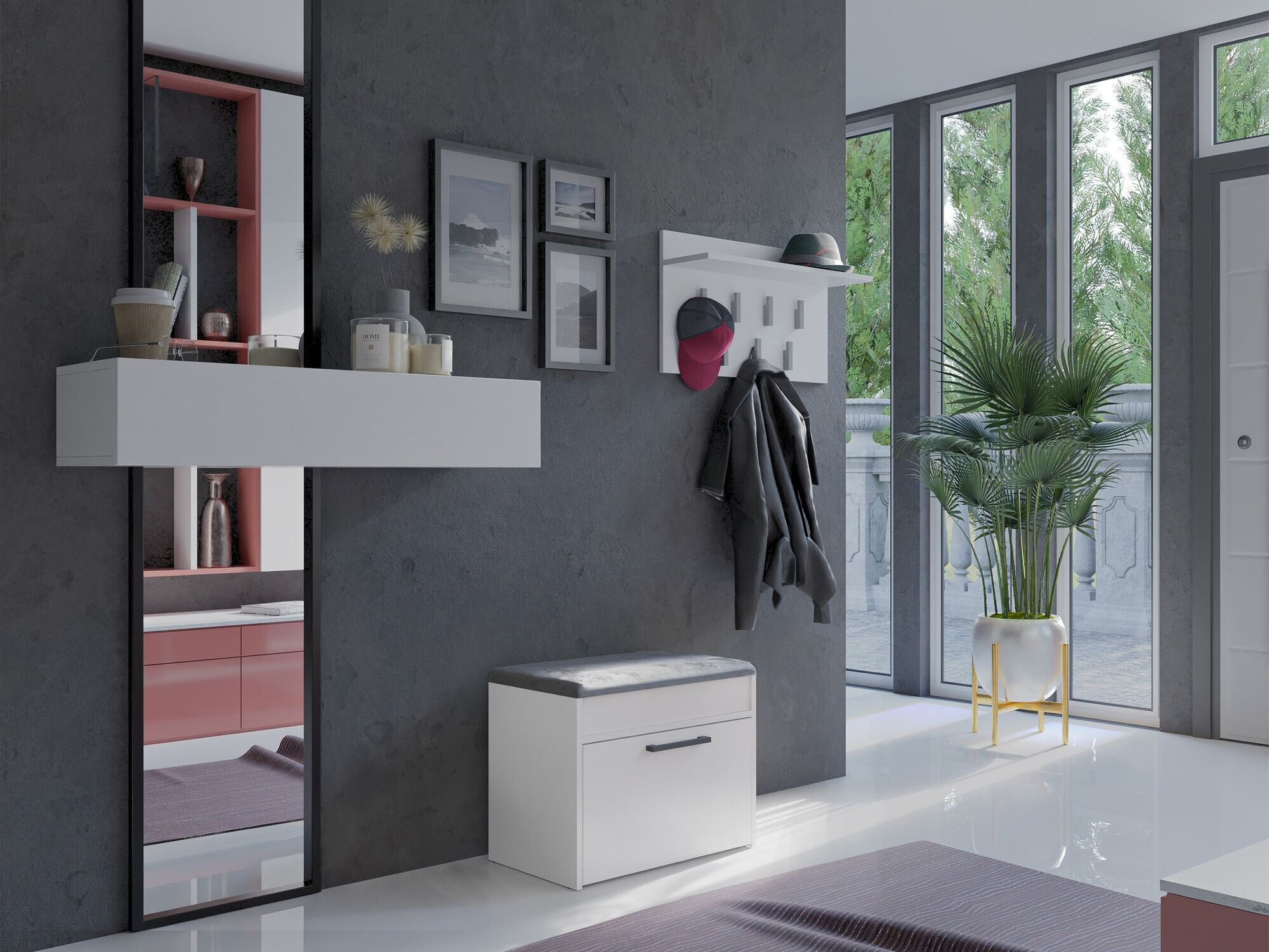 Шкаф за обувки Mandeville 219 (Бял)