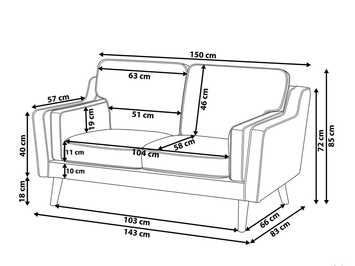 Диван Berwyn 254 (Тъмно сив)