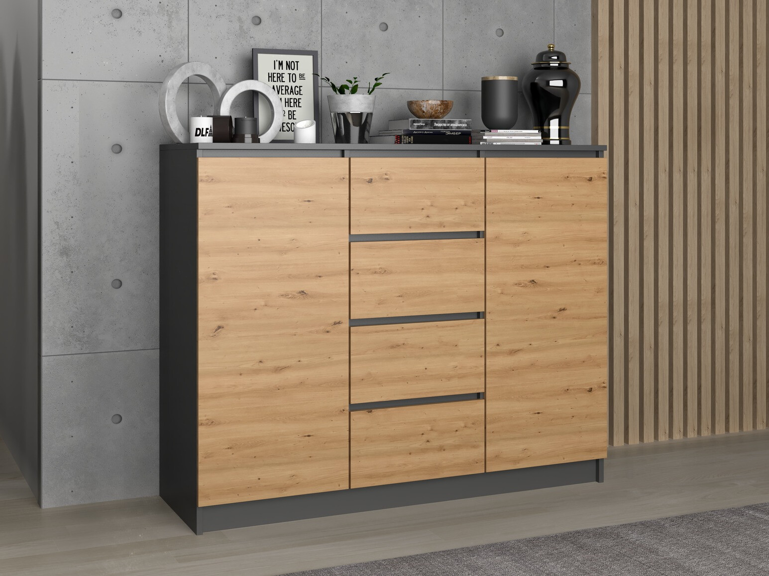 Скрин Elbvelu 113 (Антрацит + Artisan дъб)