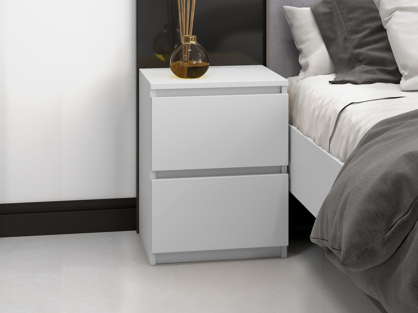 Нощно шкафче Elbvelu 120 (Бял)