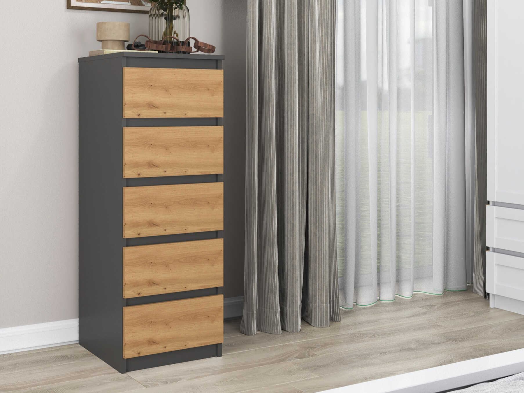 Скрин Elbvelu 121 (Антрацит + Artisan дъб)