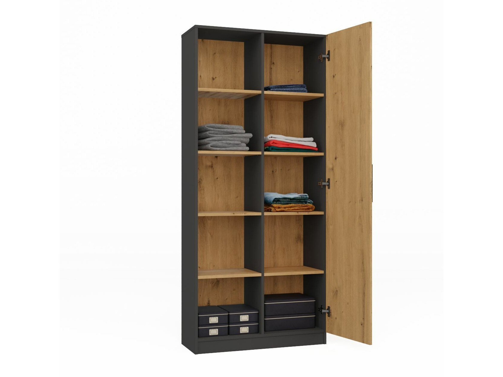 Етажерка Elbvelu 122 (Антрацит + Artisan дъб)