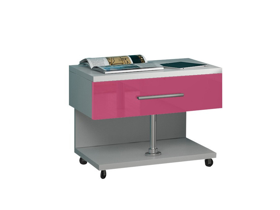 Нощно шкафче Campus (Бял + Лъскаво розово)