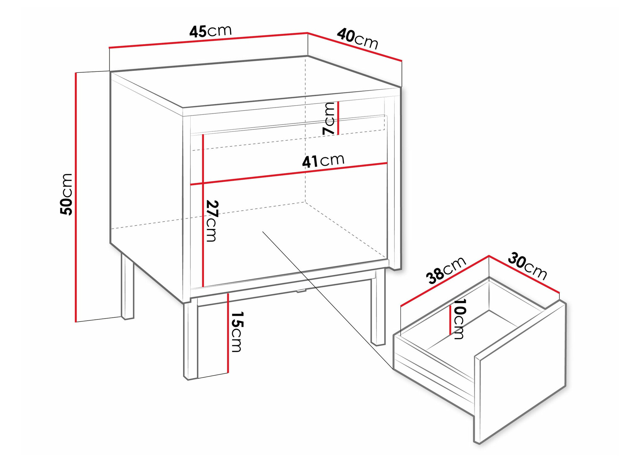 Нощно шкафче Comfivo Delruva (Бял)