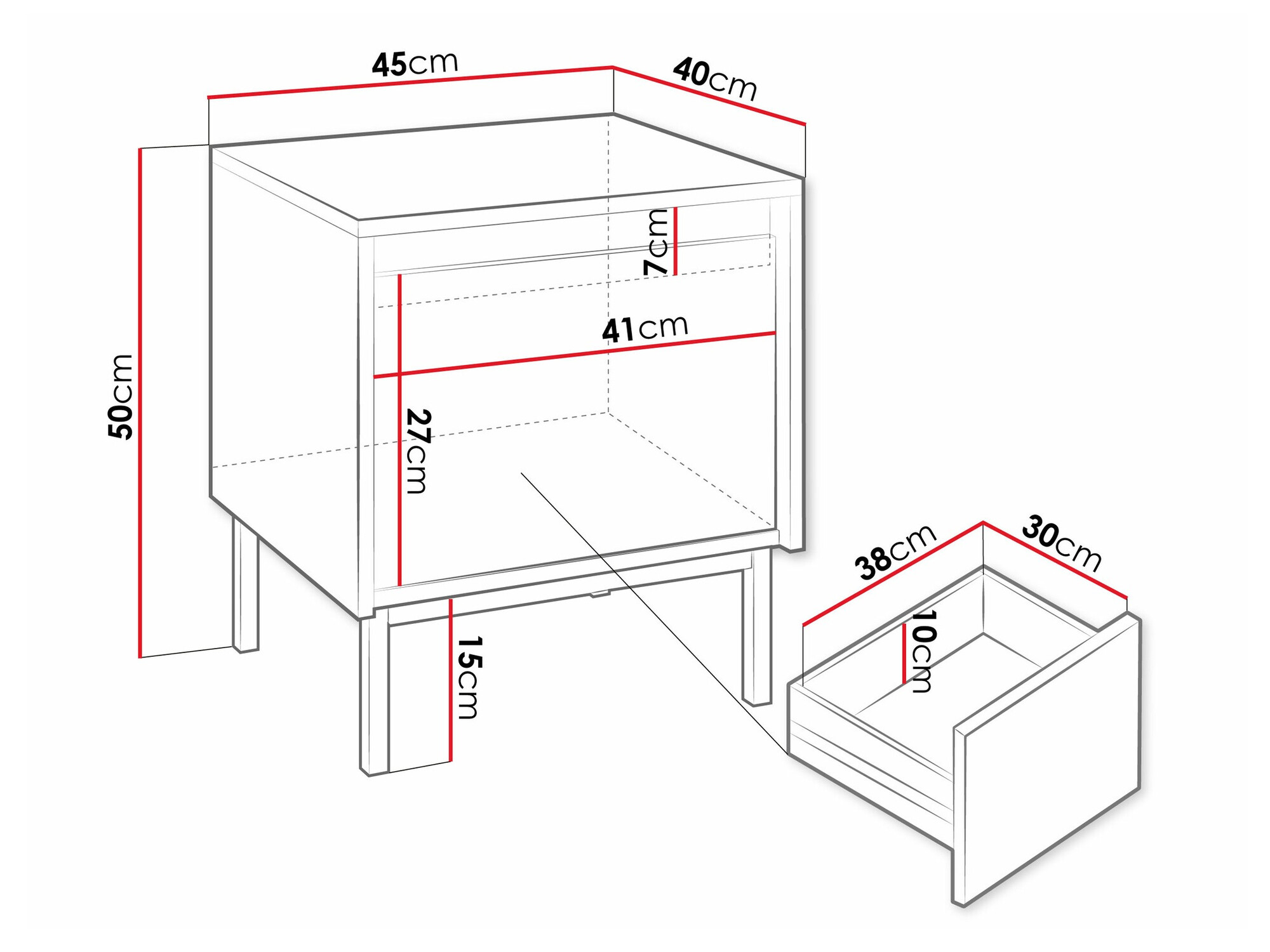 Нощно шкафче Comfivo Delruva (Черен)