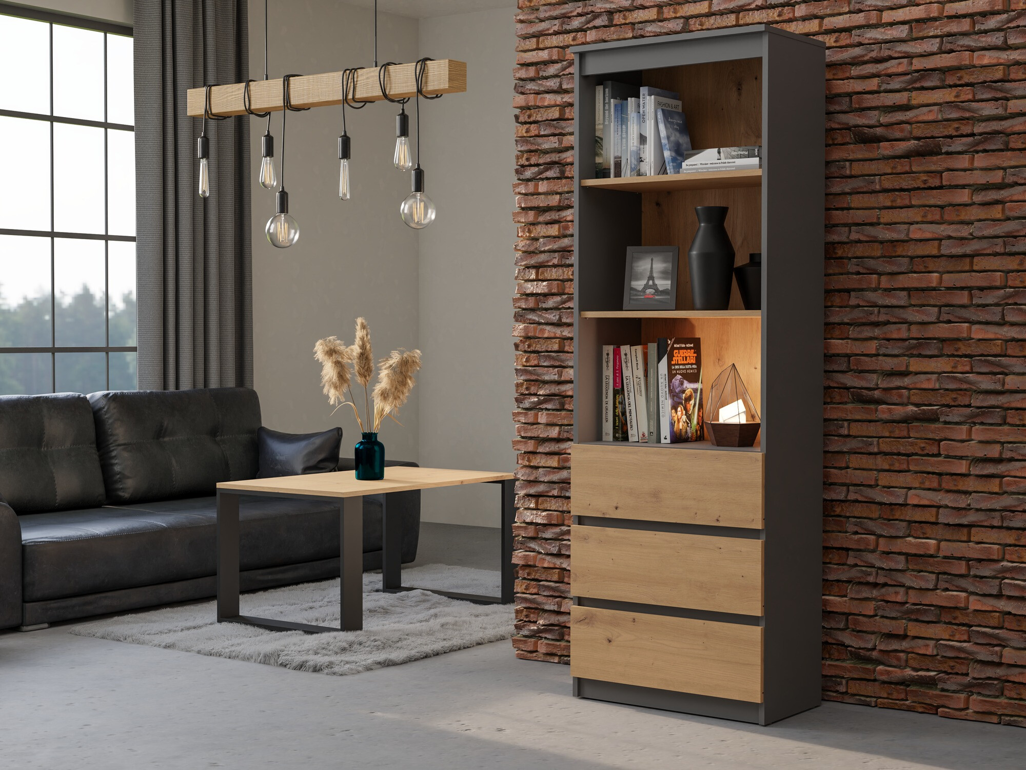 Етажерка Mandeville 246 (Антрацит + Artisan дъб)