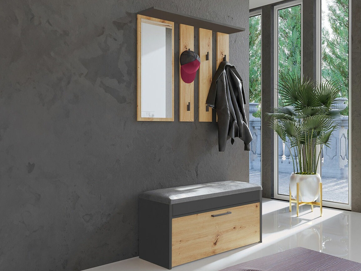 Комплект за антре Mandeville 218 (Антрацит + Artisan дъб)