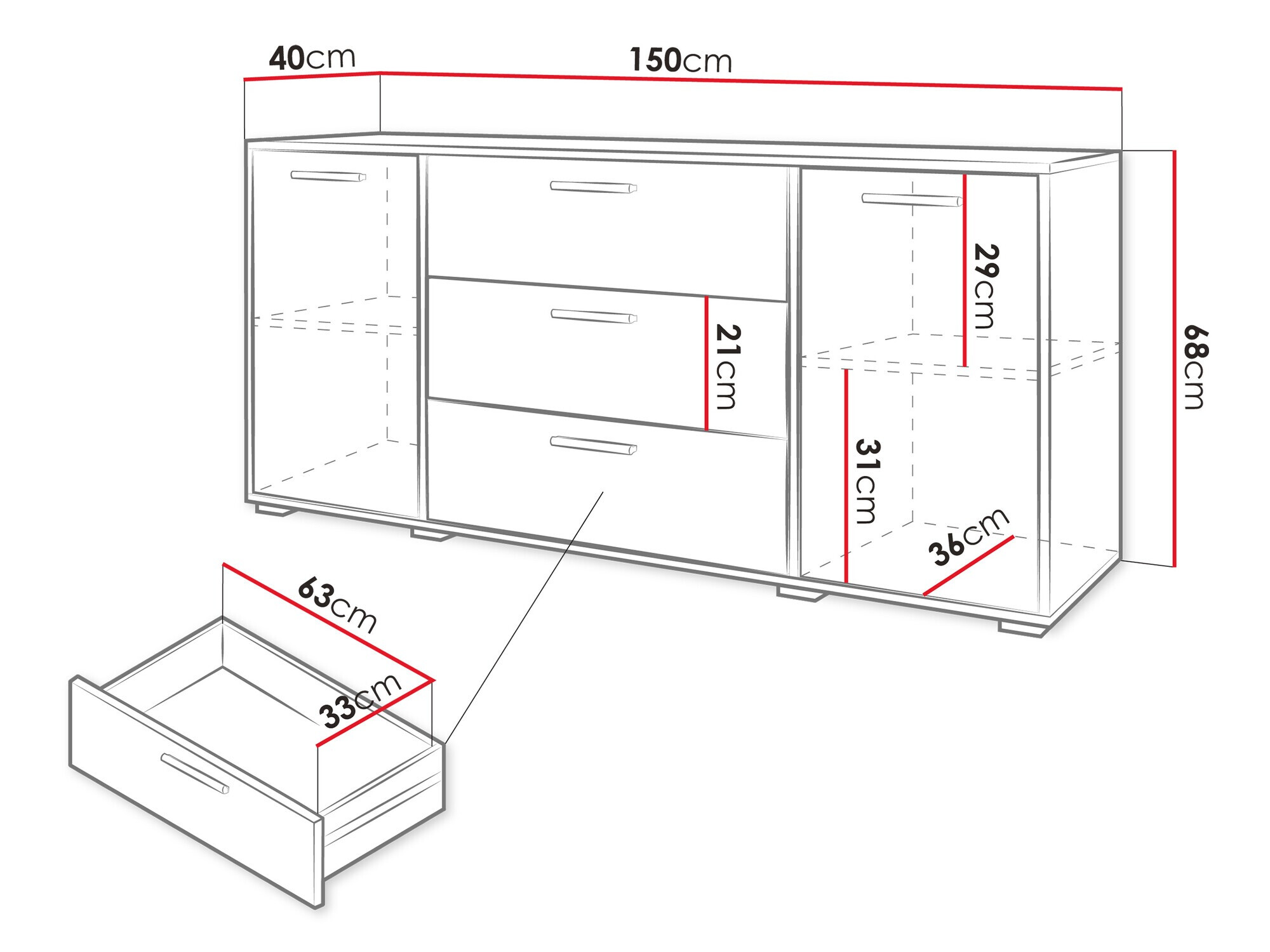 Скрин Sarasota 174 (Дъб уотан + Бял гланц)
