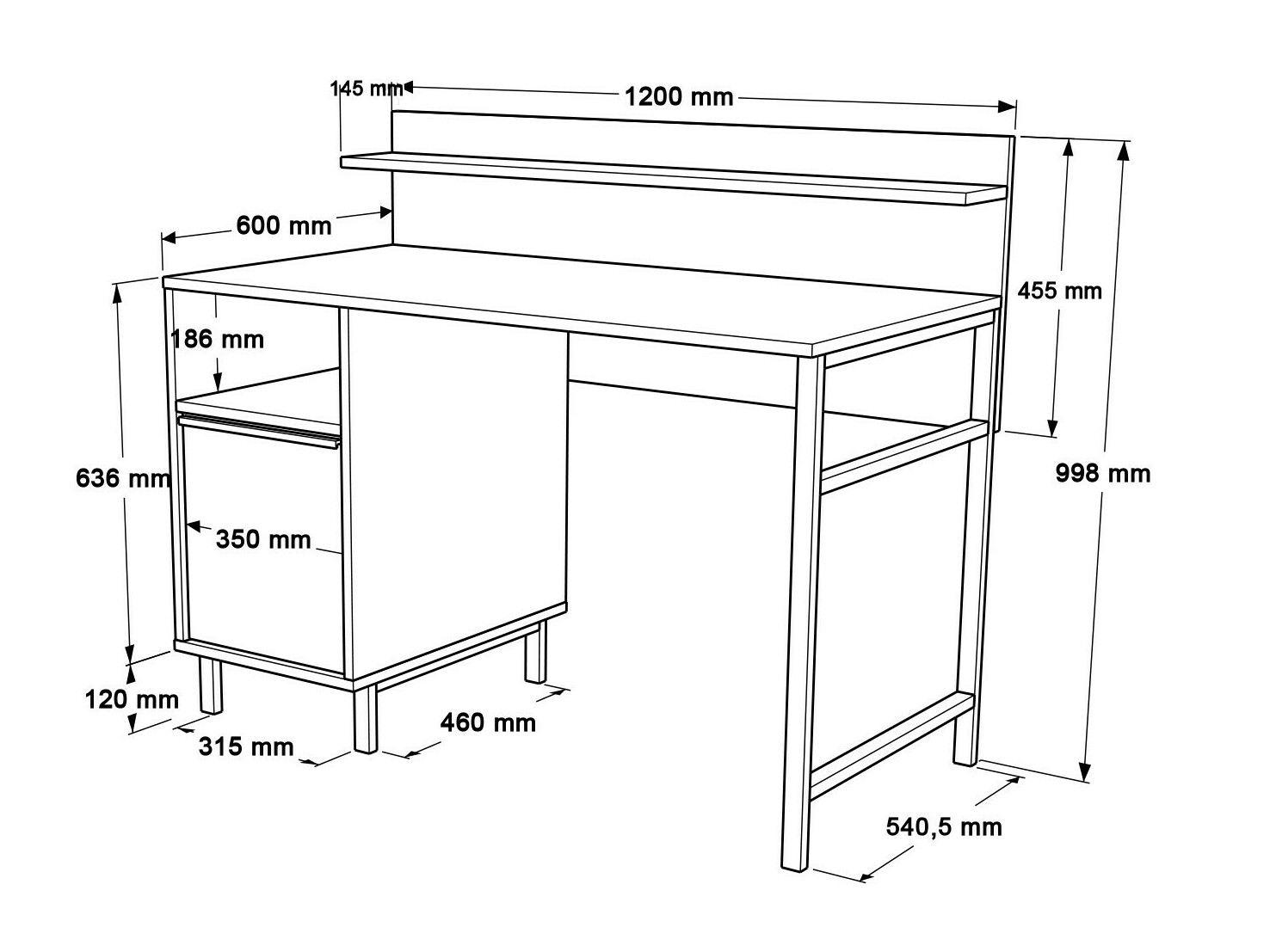Офис бюро Fertore 115 (Бял)