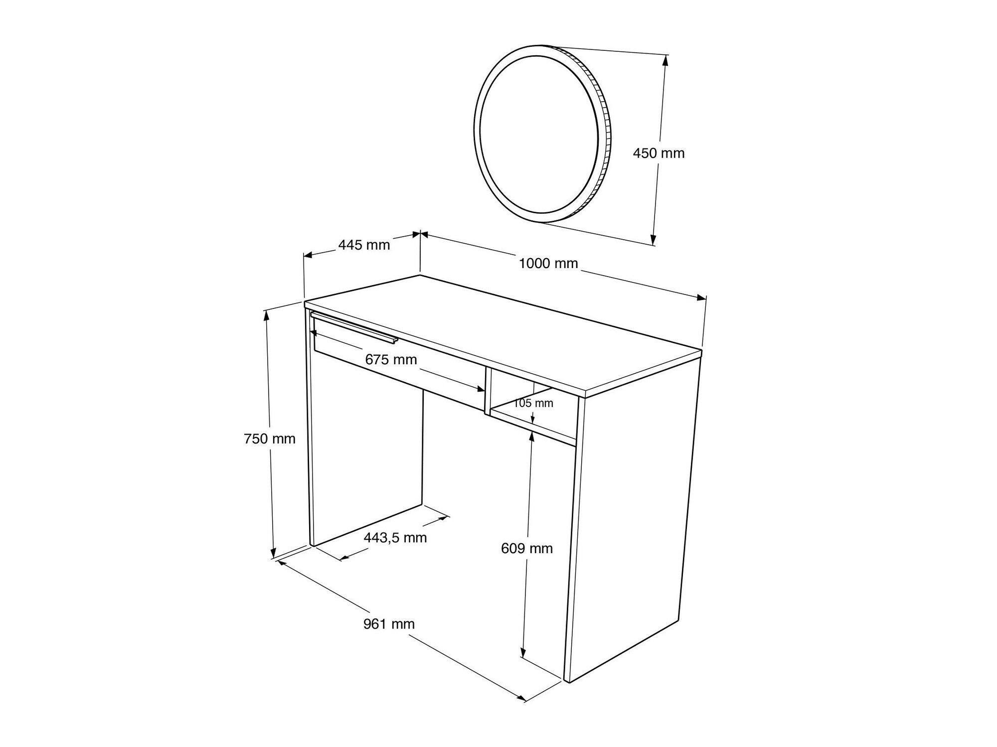 Тоалетка Fertore 117 (Орех)