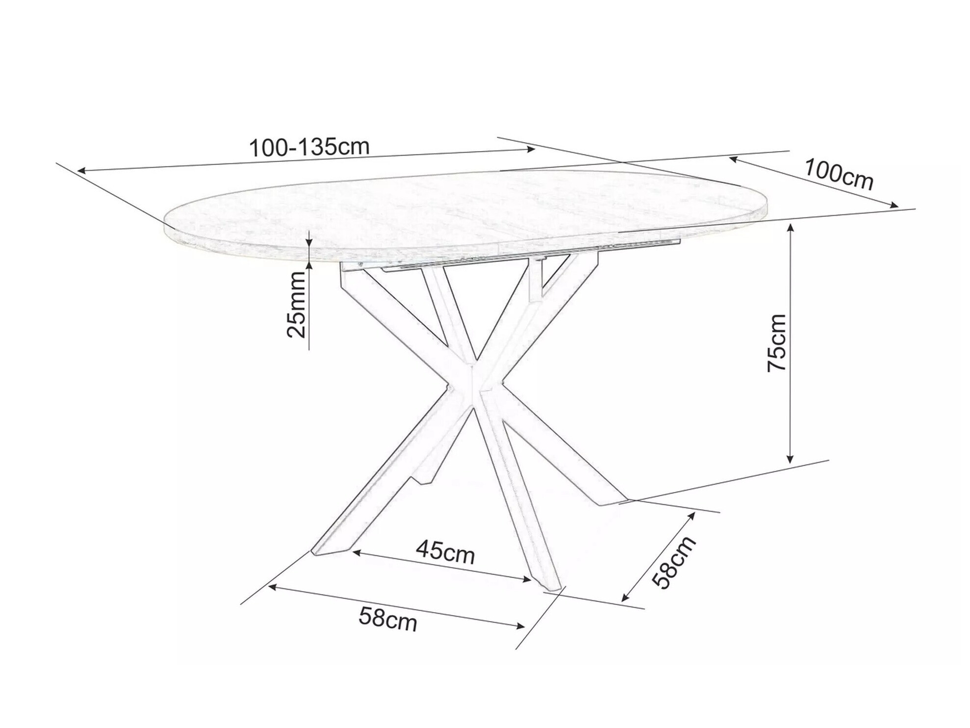 Маса Detroit 115 (Черен мрамор)