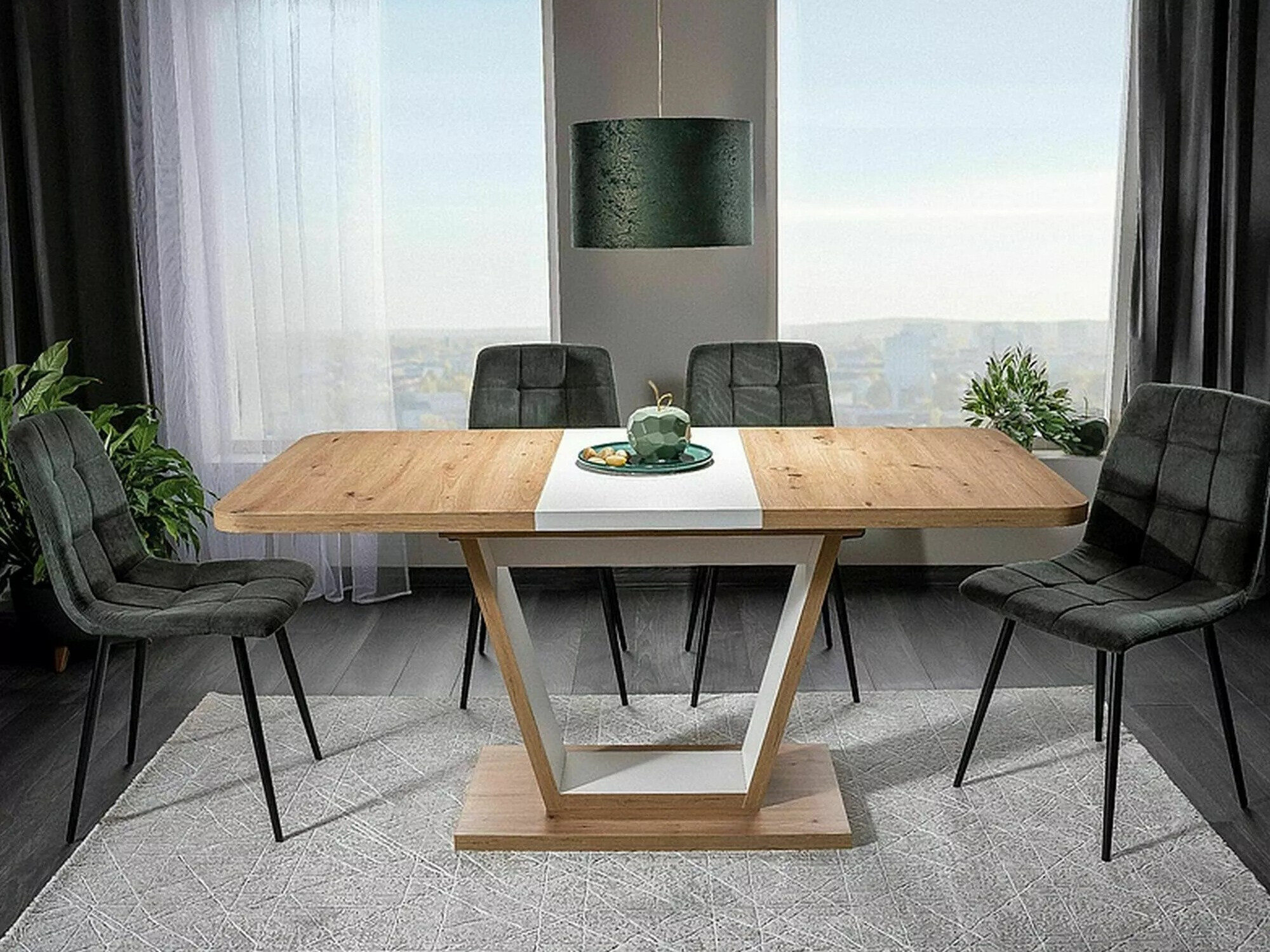 Маса Detroit 135 (Artisan дъб + Бял)