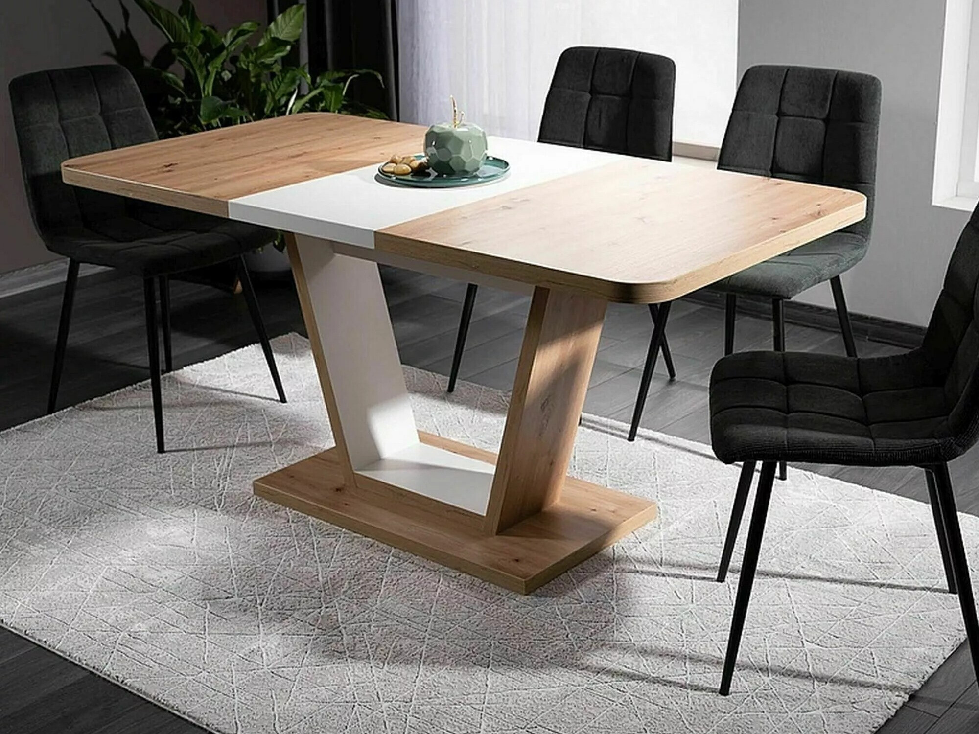 Маса Detroit 135 (Artisan дъб + Бял)