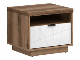 Нощно шкафче Fivale 115 (Тъмен деланов дъб + Бял гланц)