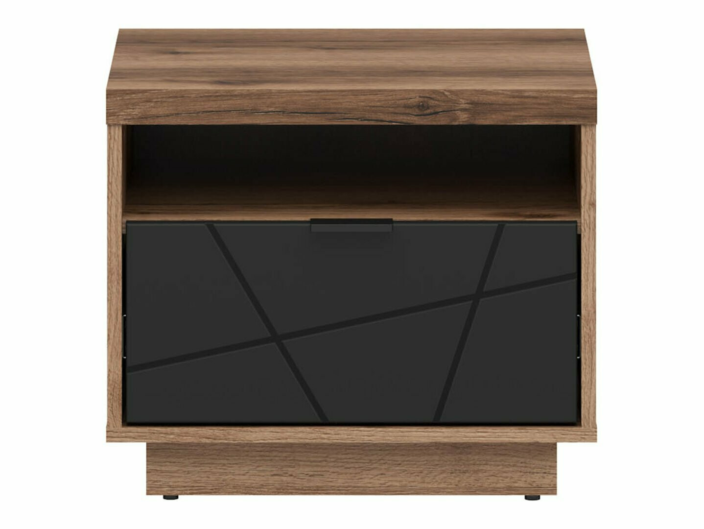 Нощно шкафче Fivale 115 (Тъмен деланов дъб + Черен мат)
