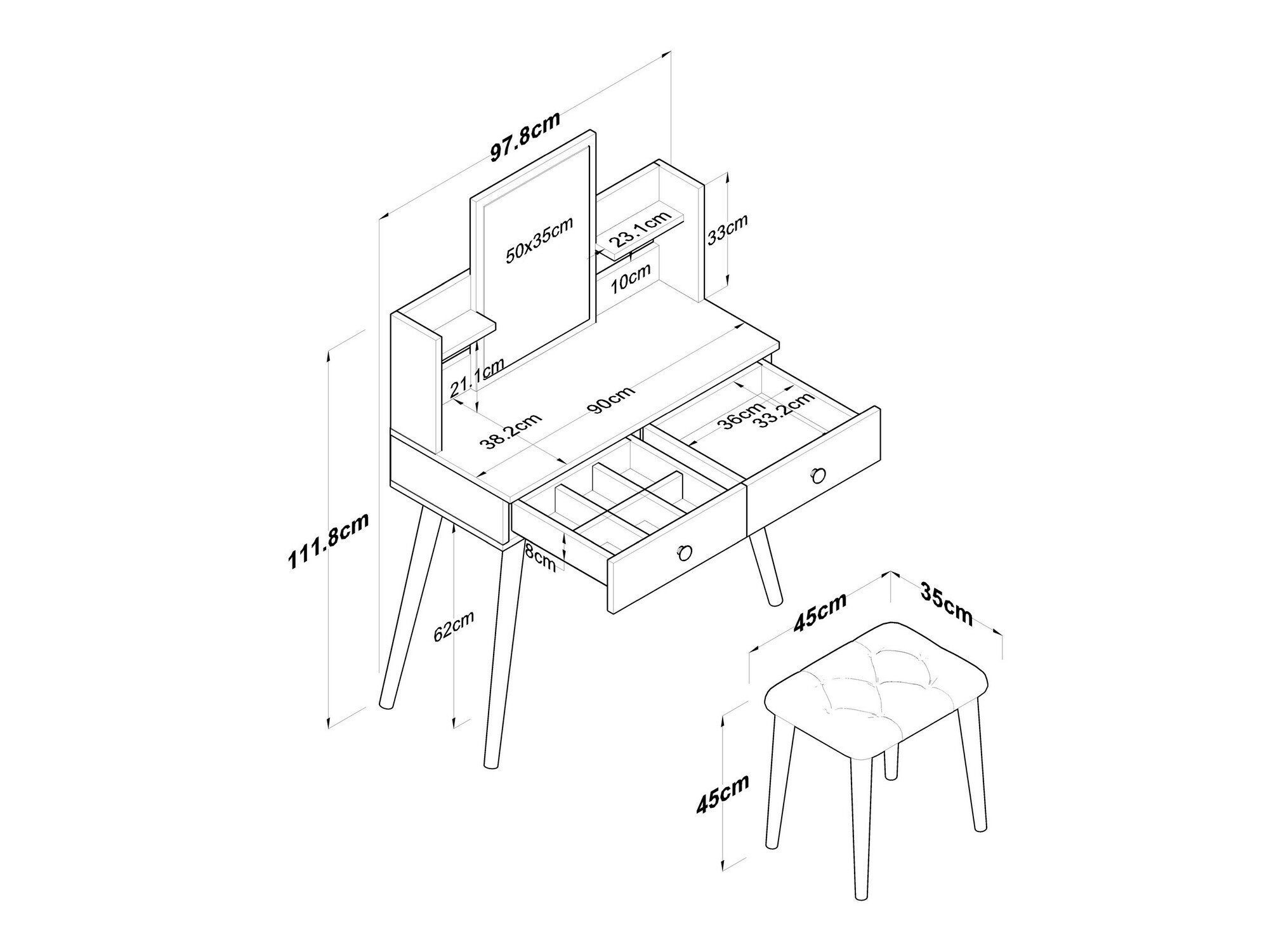 Тоалетка Kailua 2114