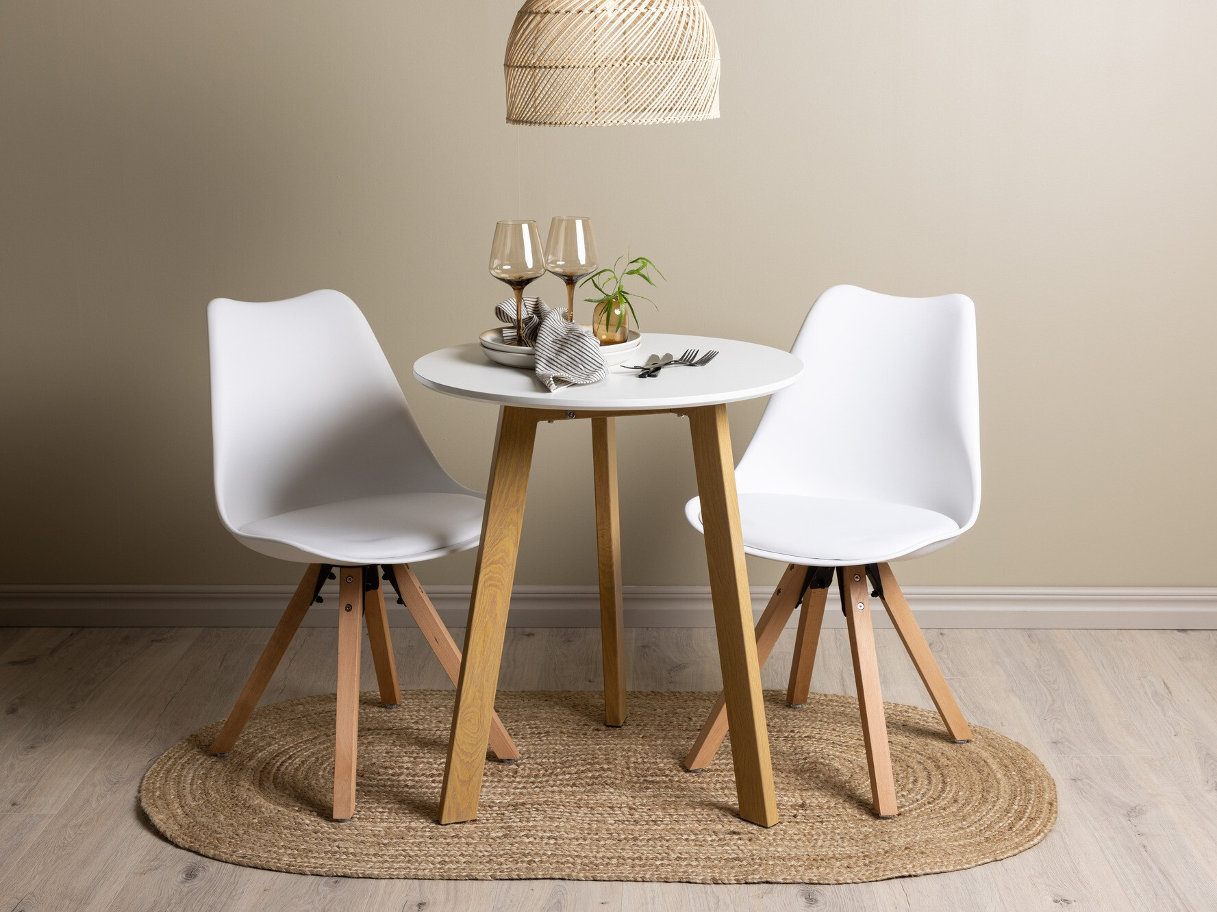 Маса и столове за трапезария Dallas 3781 (Бял + Светлокафяво)