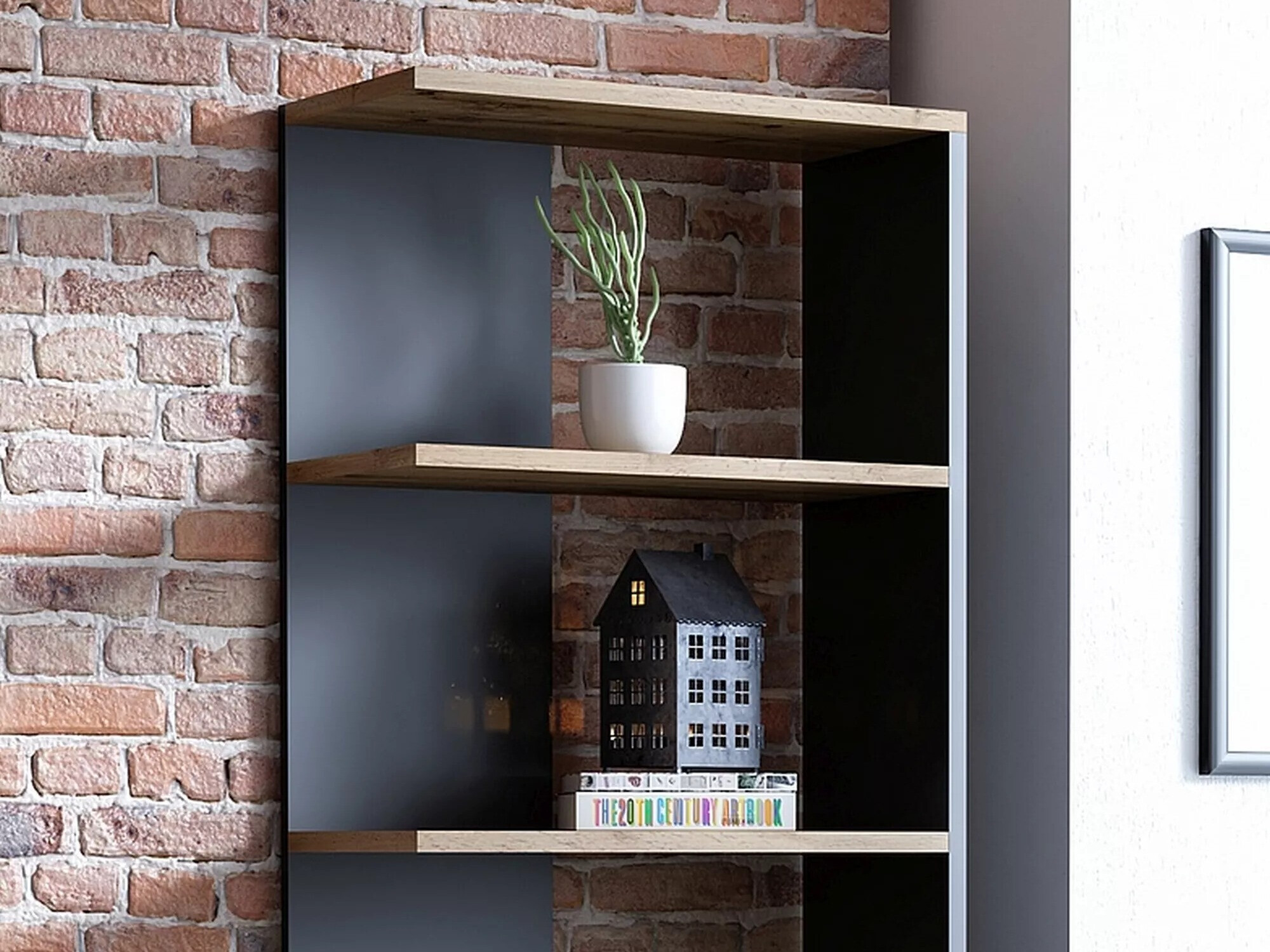 Етажерка Detroit 151 (Черен + Дъб уотан)